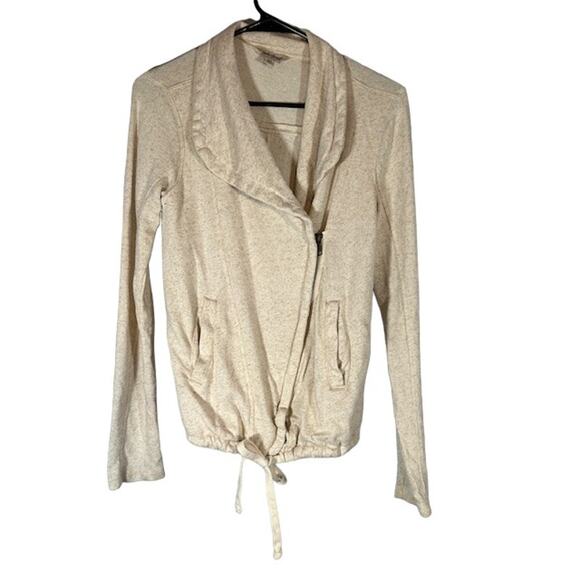 Lucky Brand Beige Oatmeal Long Sleeve Linen Blend Front Zip Jacket Women Sz XS - Picture 2 of 11